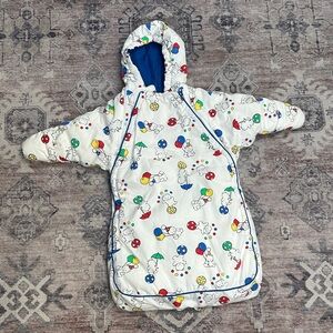 Vintage carters Colorful Kids bunting teddy bear circus print sz 0-12 months